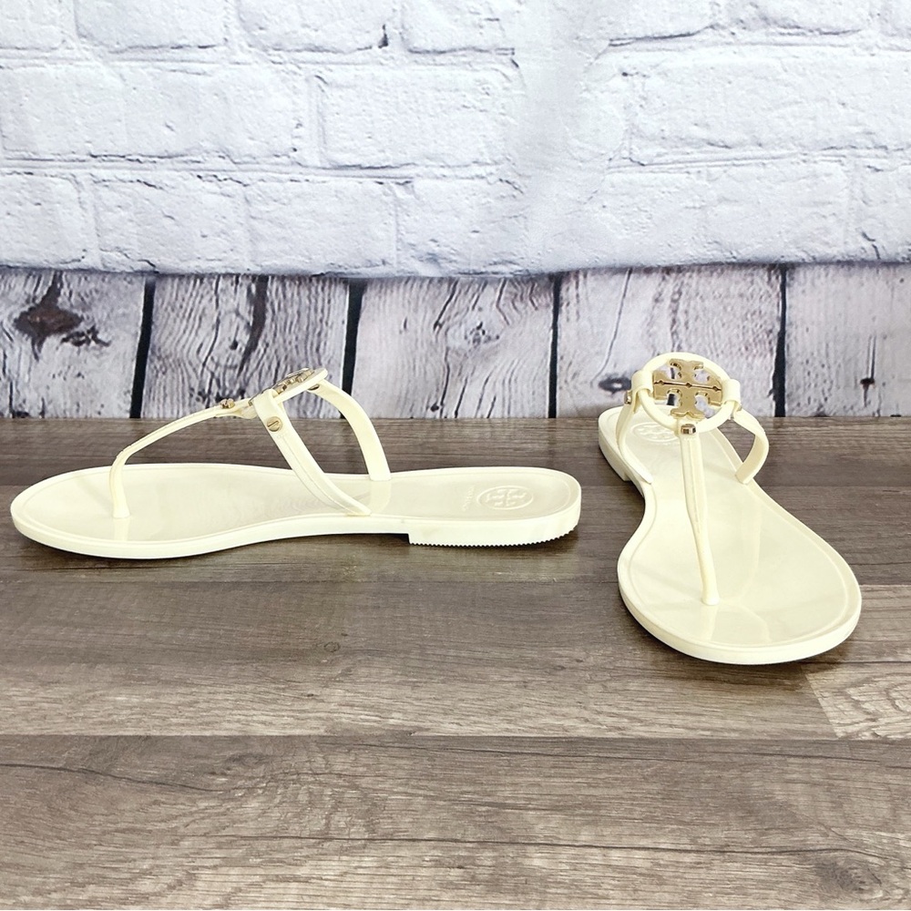 Tory Burch Mini Miller Jelly Flat Thong Ivory Size 8M - Picture 7 of 14